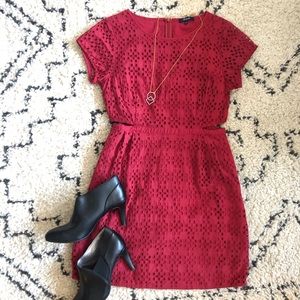 Madewell Red Cocktail Dress Lace/Cotton